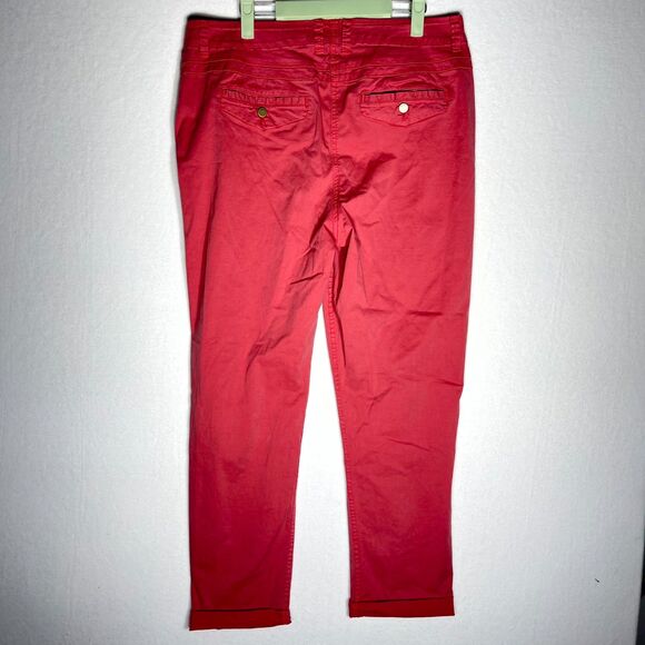 Chicos Dark Salmon Pink Khaki Pants Ladies Size 2 - Picture 2 of 10